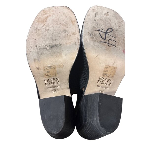 Eileen Fisher Black Open Toe Knit Slingback Heels 7.5 - Picture 6 of 7